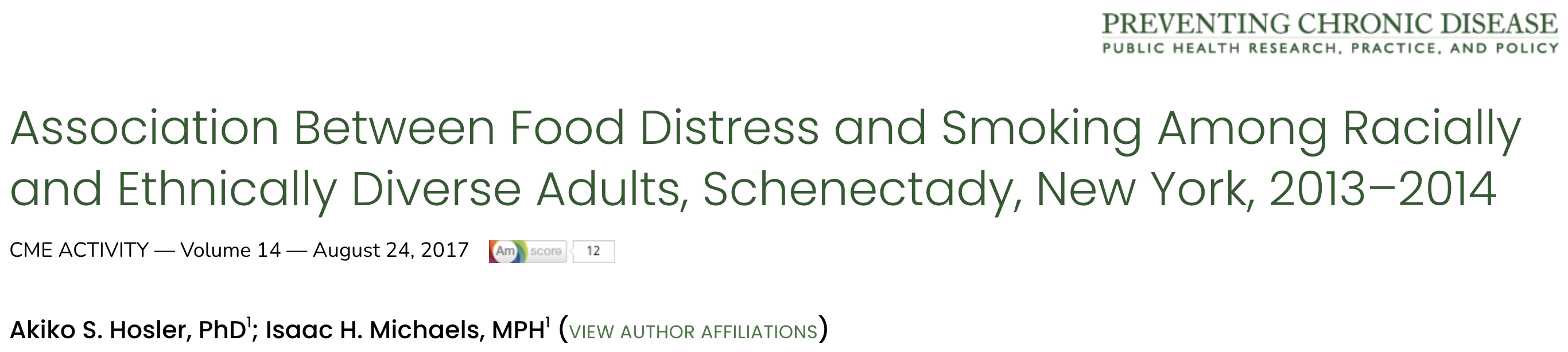 Food Distress Linked to Smoking in Racially and Ethnically Diverse Adults