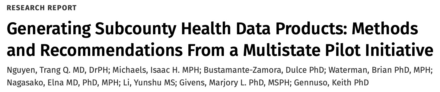 New Publication Outlines Methods for Generating Subcounty Health Data