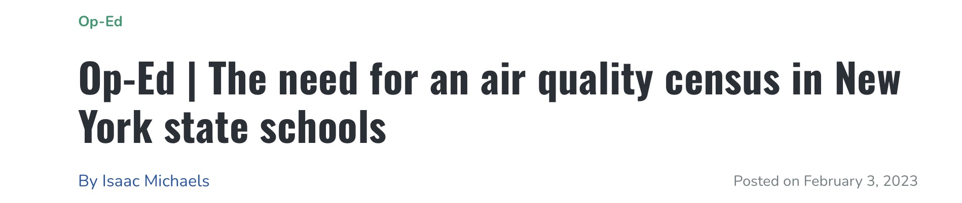 Prioritizing Student Health: My Published Op-Ed on Indoor Air Quality in NY Schools