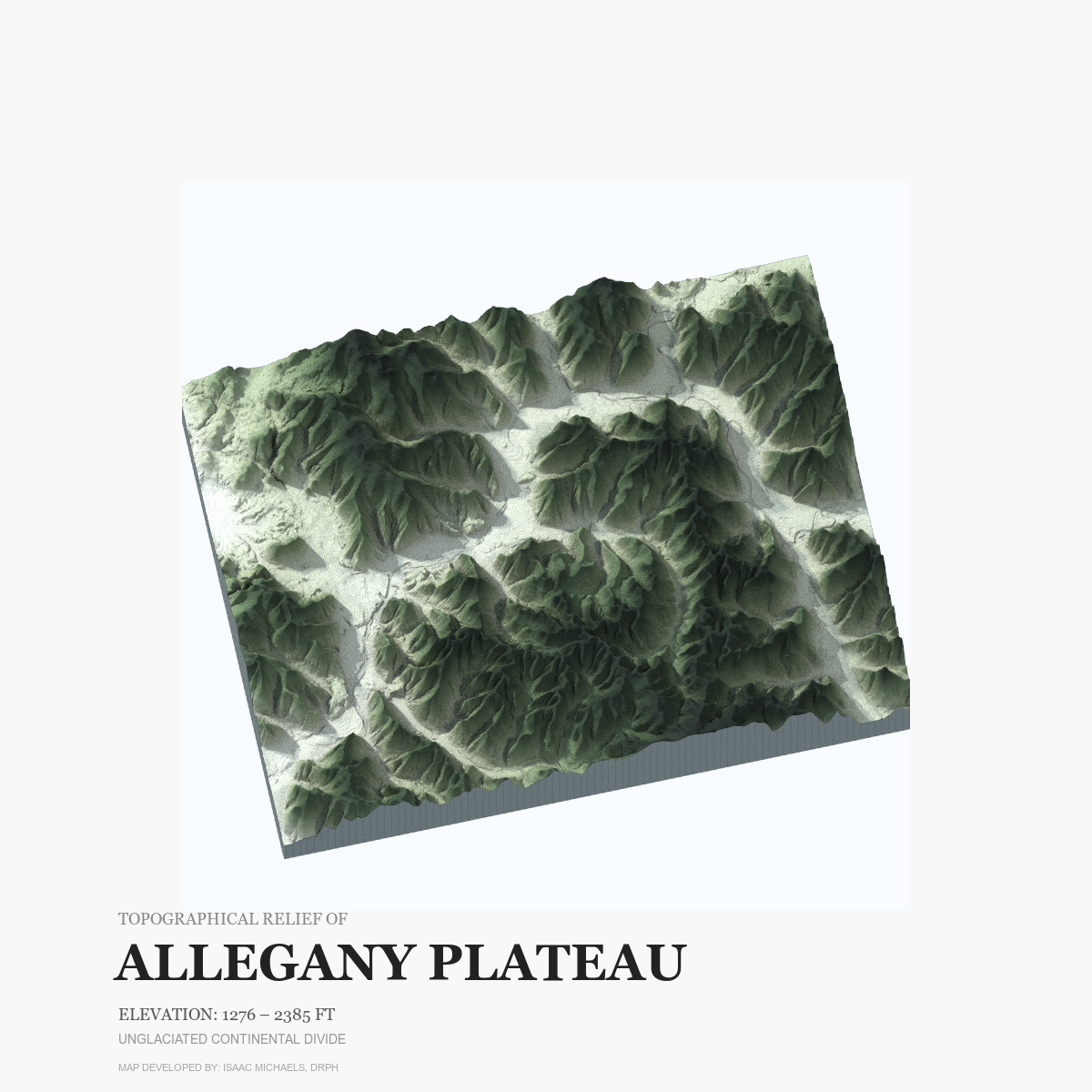 3D topographical relief map of ALLEGANY PLATEAU FINAL