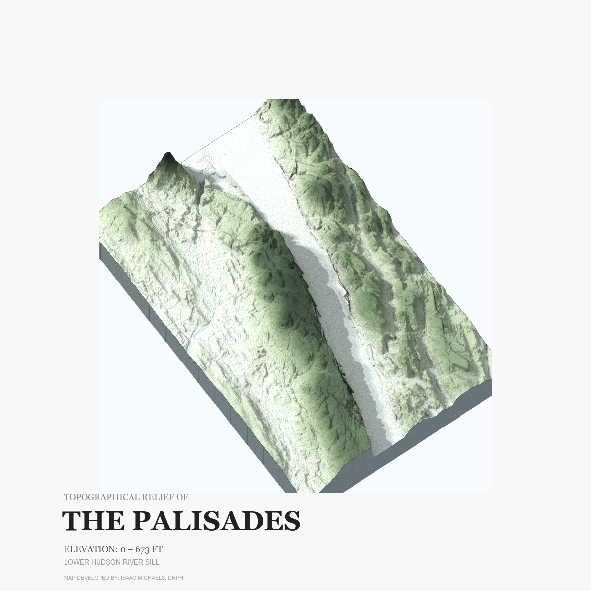3D topographical relief map of THE PALISADES FINAL